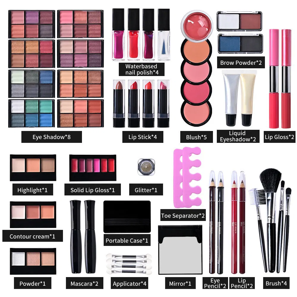 Cosmetics Beauty Tool Kit Eye Shadow Lipstick Gift Set Wholesale Professional Makeup Storage Box