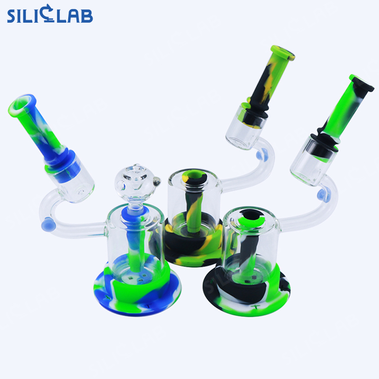 New Microscope Style Glass Bubbler Silicone Water Pipe Silicone Smoking Mouthpiece & Downstem Smoking Pipe