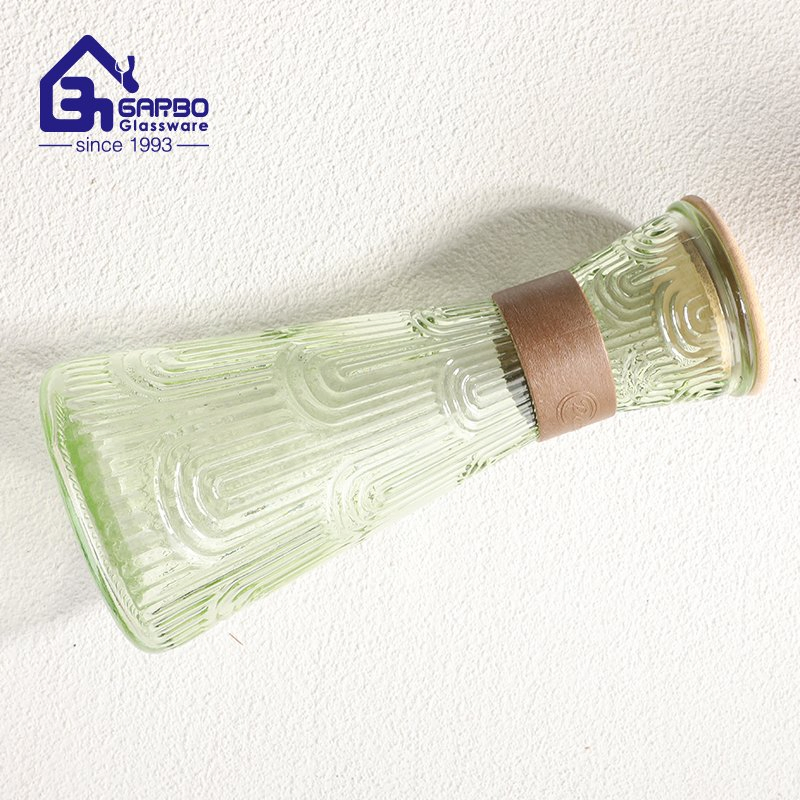 Garbo New Design Is Machine Made Cheap Price Blue Color 920ml Glass Water Bottle Carafe with Lid
