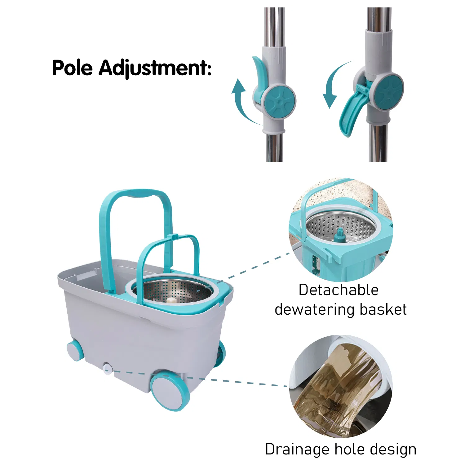 Вращающаяся швабра с ведром и колесами