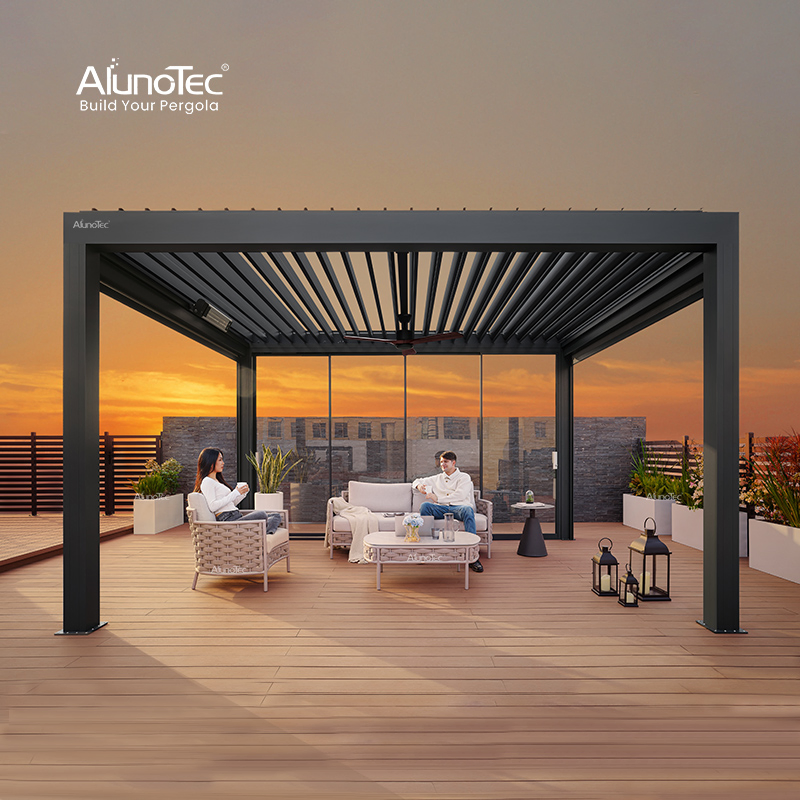 Prefabricated Building Aluminum Outdoor Patio Cover Awning Remote Control Garden Gazebo Louvre Pergola