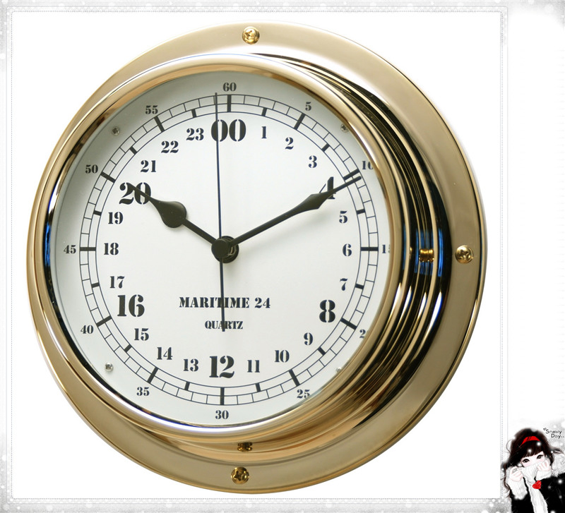 24 Hour Brass Case Time Luxury Clock Dial 180mm