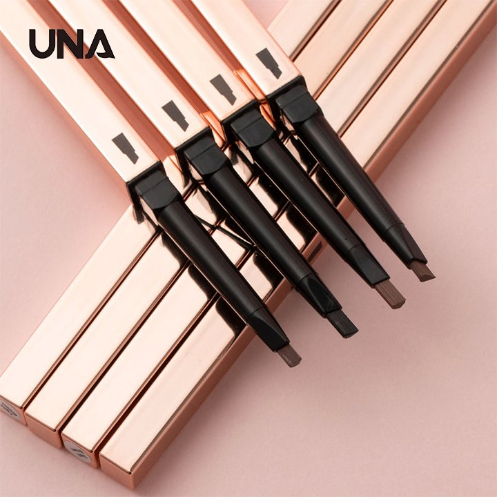 Custom Logo 2 in 1 Ultra-Fine Precision Eyebrow Pencil with Brush Waterproof Cream Eyebrow Rose Gold Thin Brow Pencils