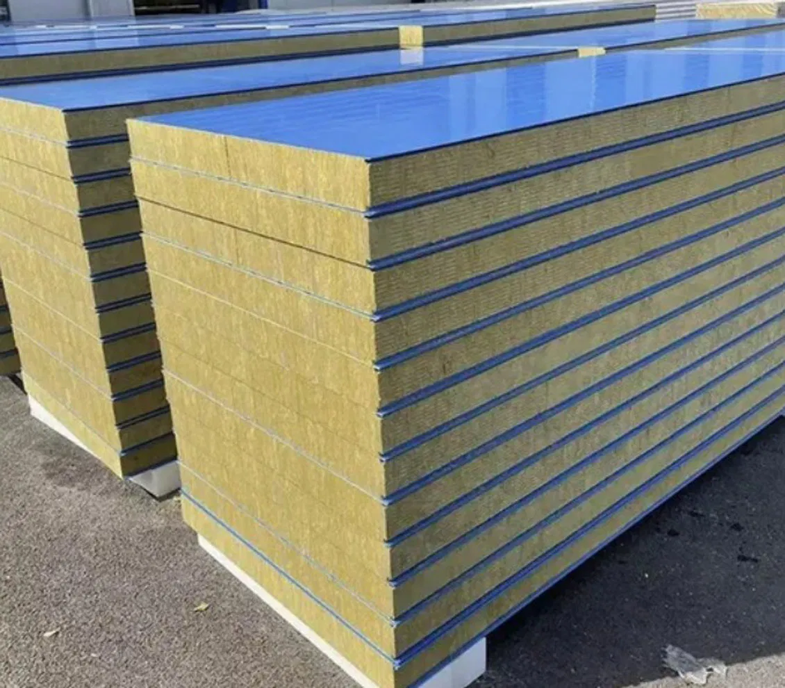 Building Material for Warehouse Good Price Insulated Panels Rock Wool Sandwich Panel