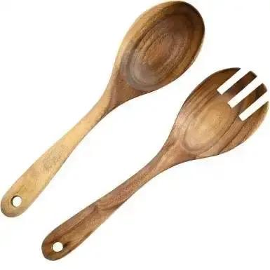 Acacia Wood Handmade Salad Wooden Kitchen Long Handle Spoon
