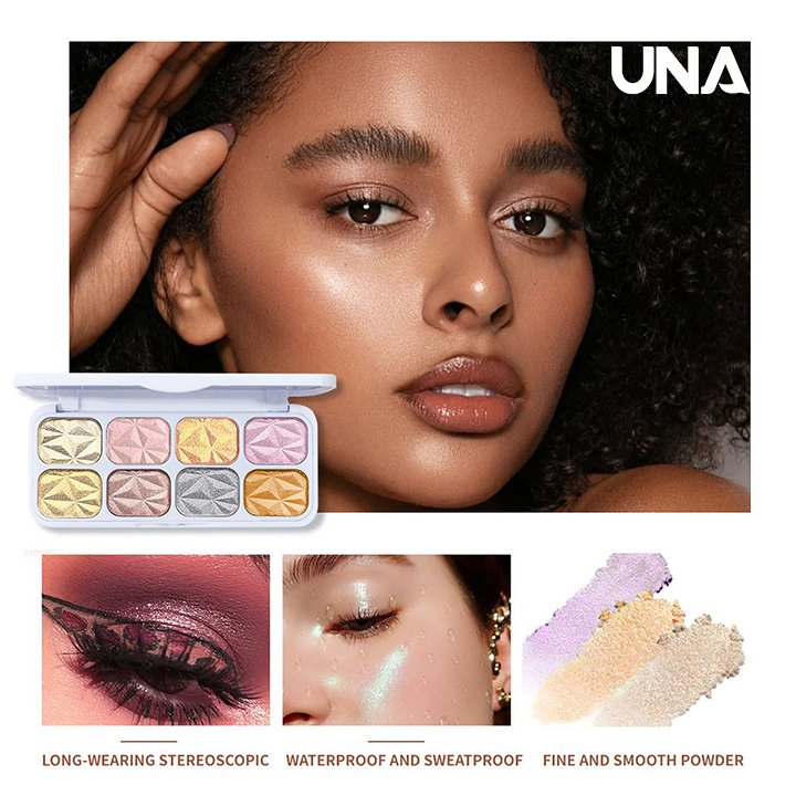 Cosmetics 8 Color Face Highlighter Makeup Palette Long Lasting Shimmer Makeup Eyeshadow