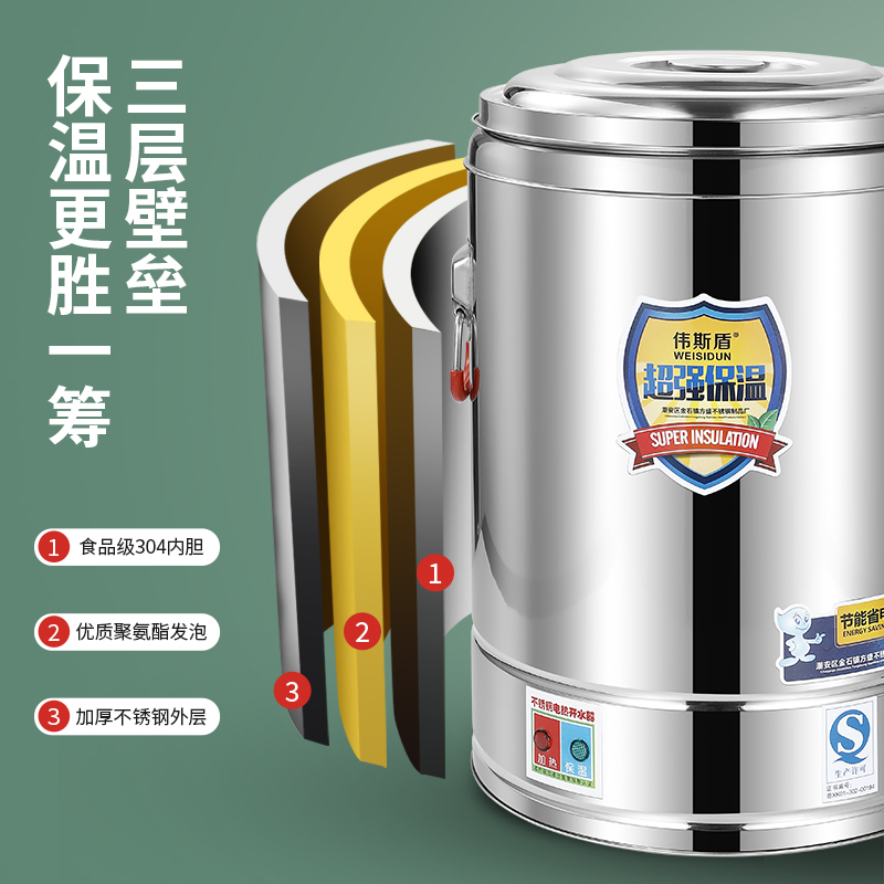 Stainless Steel Boiling Water Bucket Electric Hot Water Boiler Tea Milk Coffee Beans Warmer