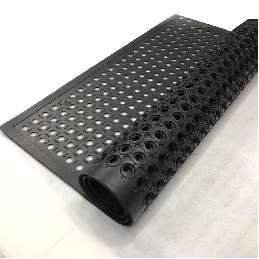 Kitchen Oil-Proof and Anti-Slip Rubber Drainage Floor Mat with Holes