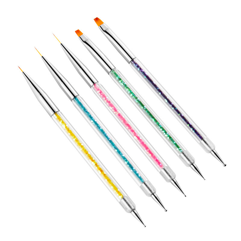 New Design Wholesale Double-Ended Pull Line Drawing Flower Sculpture Nail Pen