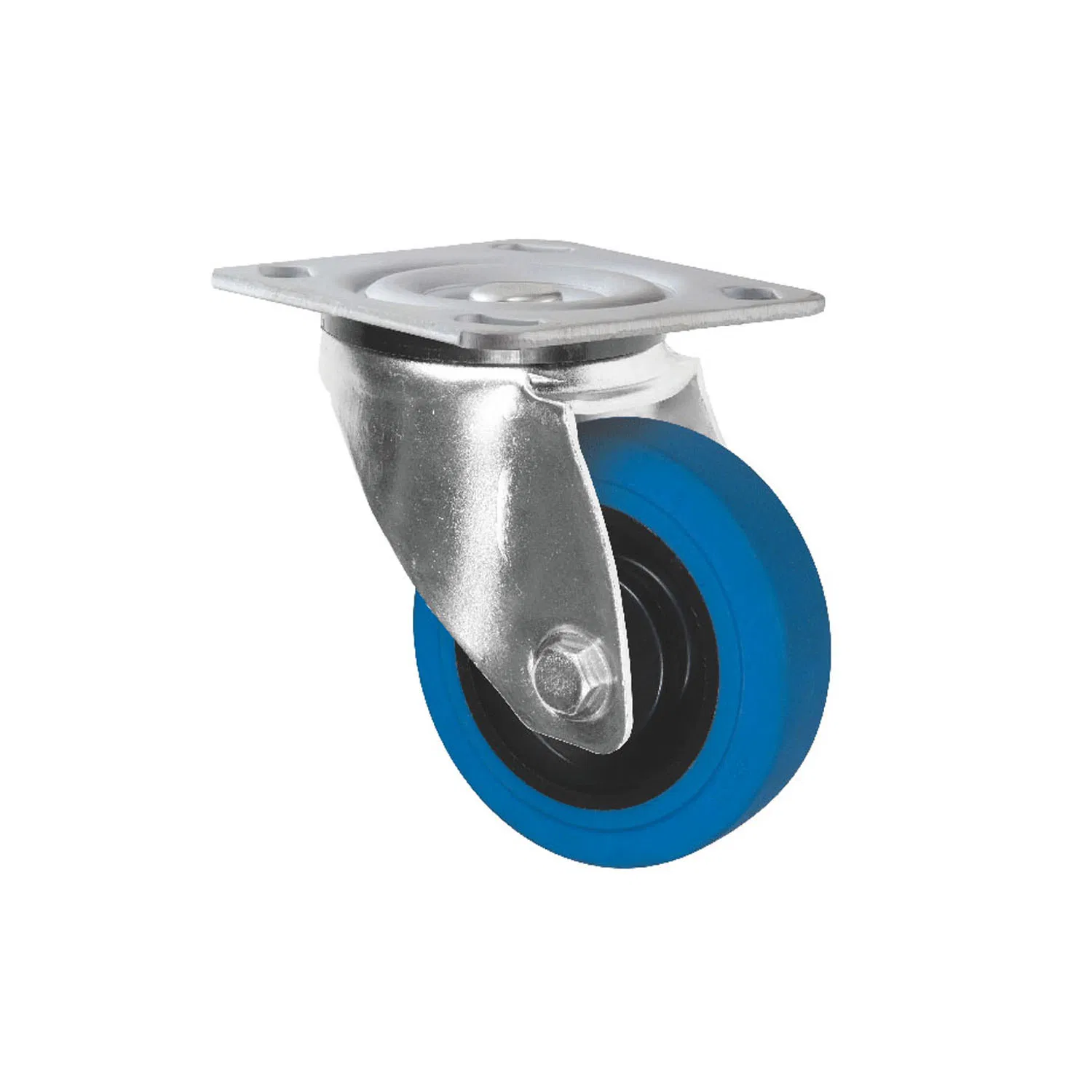 5 Inch Blue Elastic Rubber Fix Plate Medium-Heavy Duty Cart Trolley Truck Transformer Casters