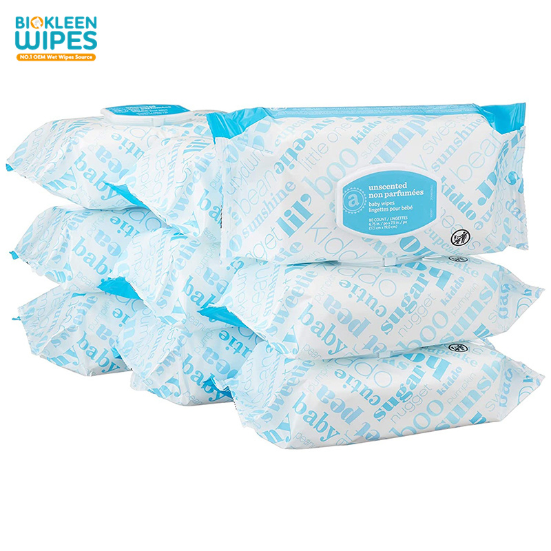 Biokleen OEM Logo Bamboo Water Wipes Extra Strong Hand and Face Wipes Unscented Naturals Unscented Bamboo Wipes