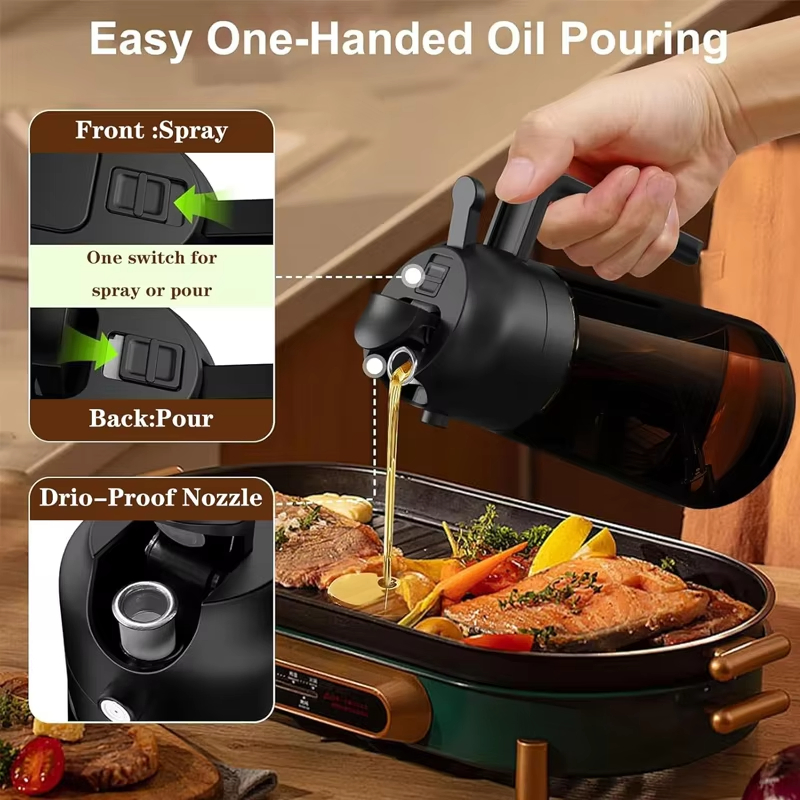 16oz BBQ Cooking Jar Kitchen Salad Barbecue Air Fryer Oil Dispenser Bottle 2 in 1 Olive Oil Sprayer Glass Botlles Culinary Oil Sprayer