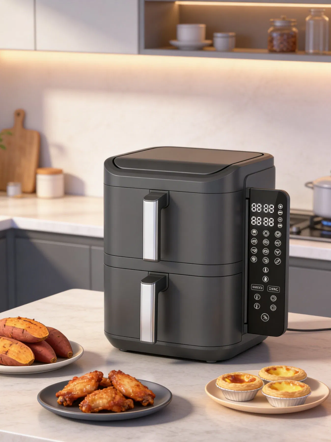 Folden Screen Dual Stack Air Fryer Kitchen Electronics 11L with Visible Window