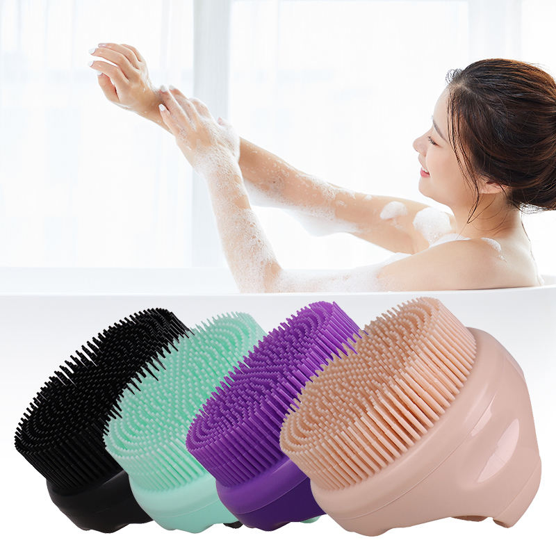 Soft Silicone Body Scrubber Shower Brush Handheld Bath Brush Scrubber Soft Silicone Custom Colour and Logo