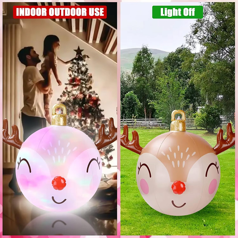 Inflatable Christmas Decoration Reindeer Ornament Ball with LED Light