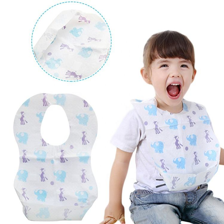 OEM Custom Baby Bib Apron Infant Fancy Nonwoven Cute Disposable Baby Bib for Clothing Clean