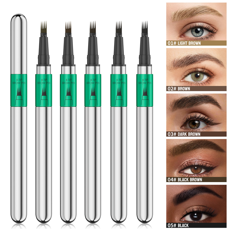 Ditong Four-Tip Liquid Eyebrow Pencil Smudge Resistant Waterproof Long Lasting Four-Fork Eyebrow Pen