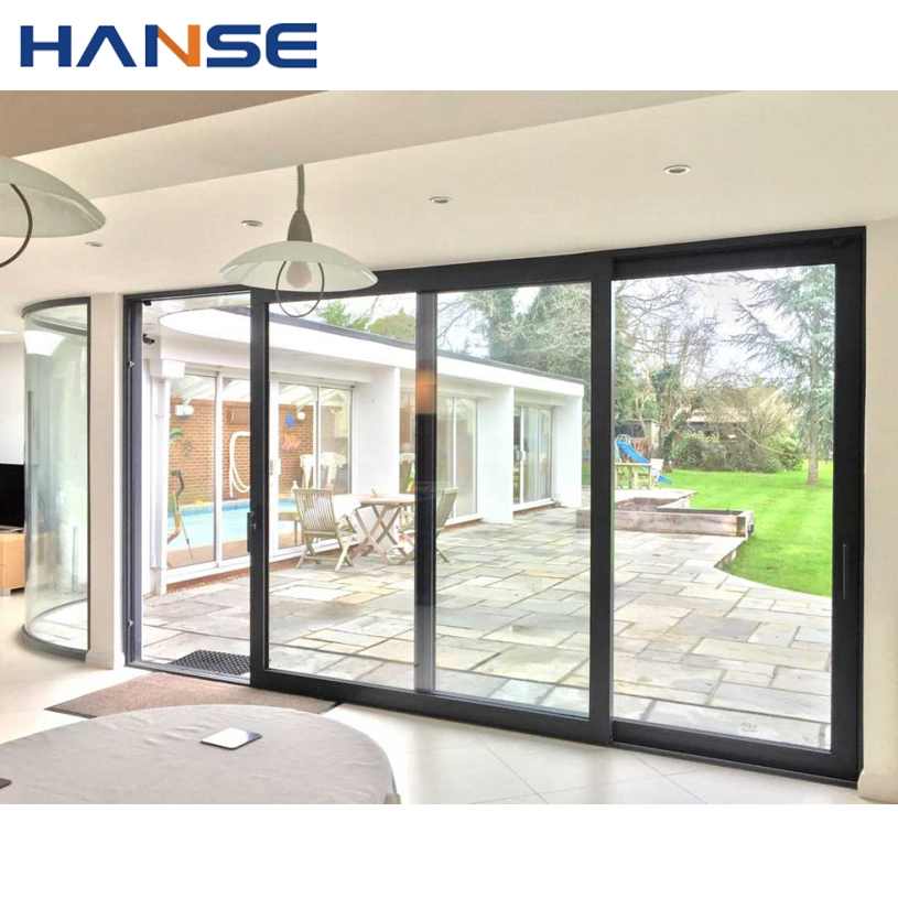 Раздвижная алюминиевая дверь с 4 стеклами для балкона