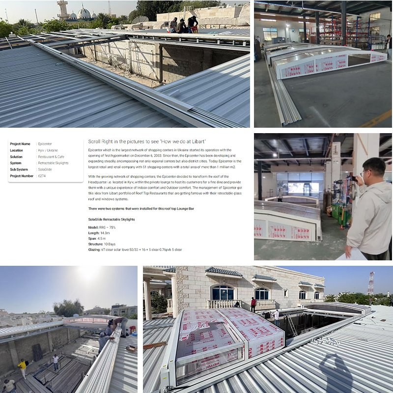 Guangdong 4 Season Permanent Ground Winter Extendable Telescopic Motorized Patio Enclosed Glass Greenhouse Mobile Sunroom Manufacturer