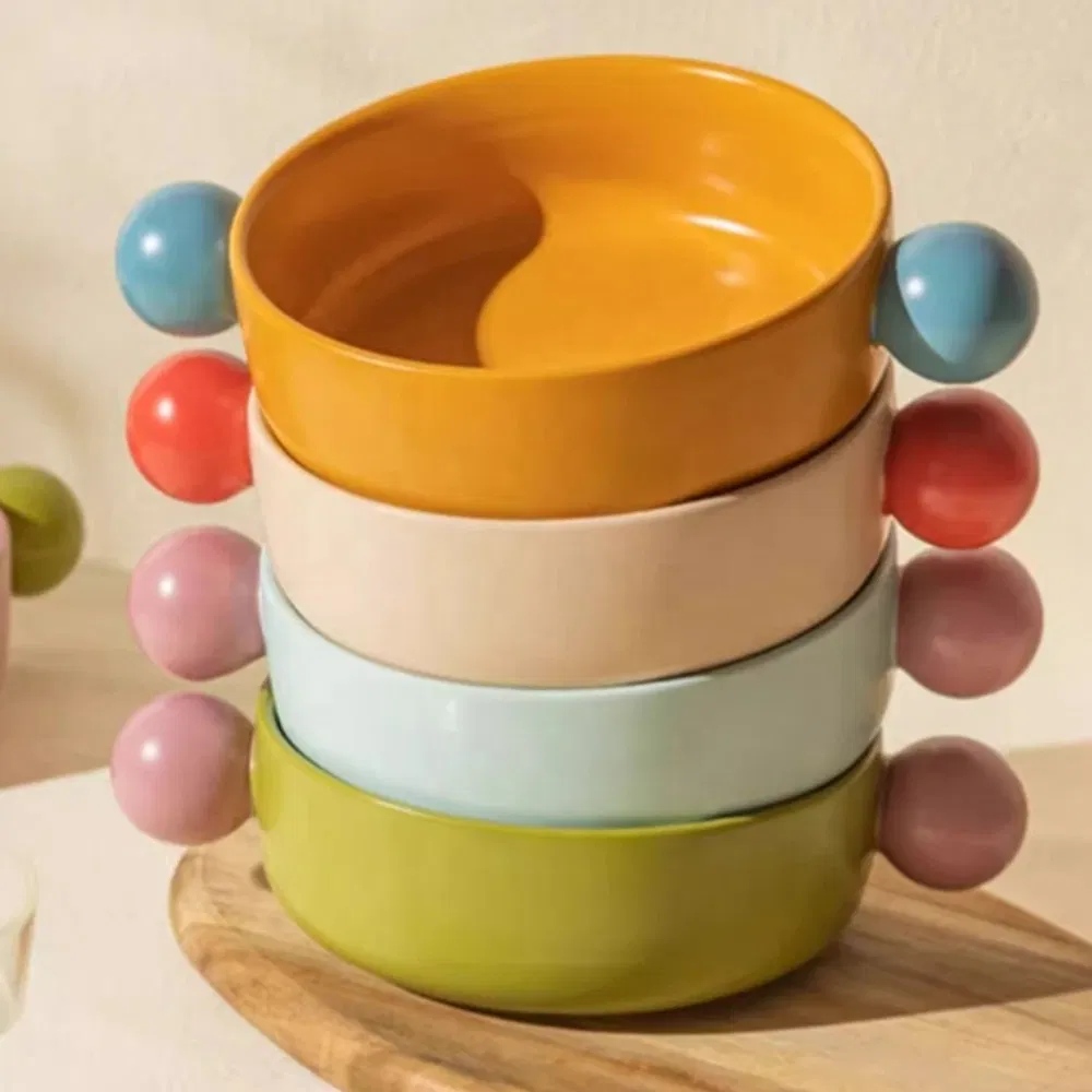 Creative Ins Handmade Fruit Salad Serving Bowl Color Glazed Ceramic Dessert Ice Cream Sweet Yogurt Bowl Restaurant Tableware