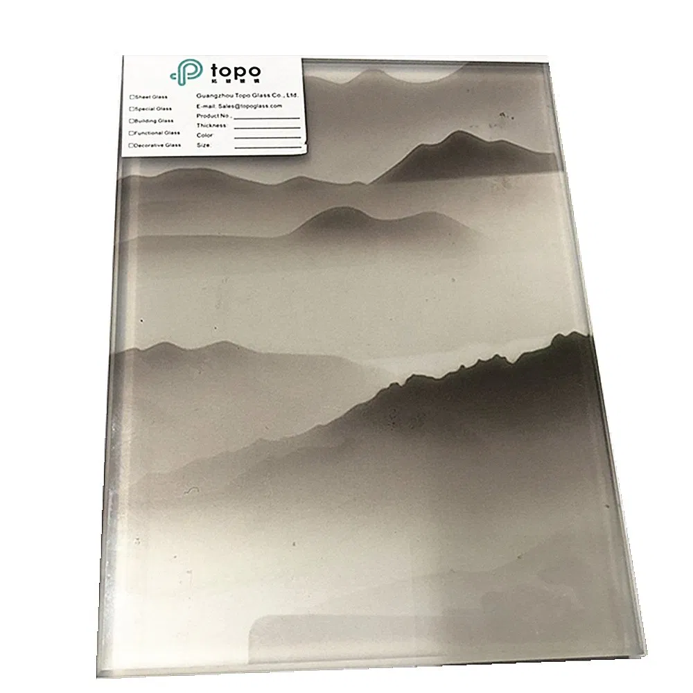 High Quality Landscape Painting Fireproof Pattern Wired Wire Glass for Decoration (PLW-TP)