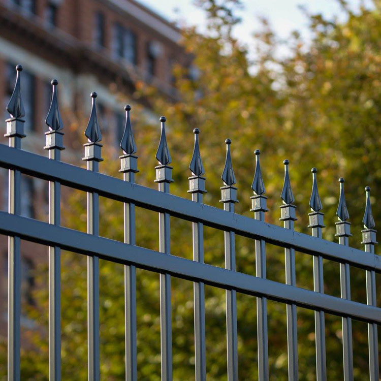 Black Color 6FT Height Residential Ornamental Steel Spear Top Picket Security Metal Fence Panels.