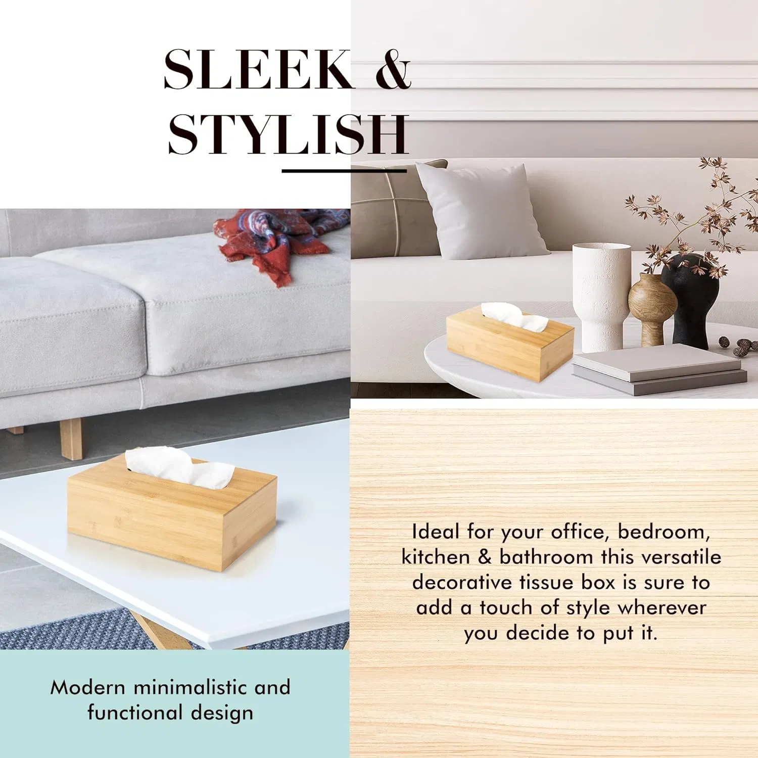 Bamboo Made Household Simple and Suitable for Bedrooms, Living Rooms, Kitchens, Washbasins, and Paper Boxes