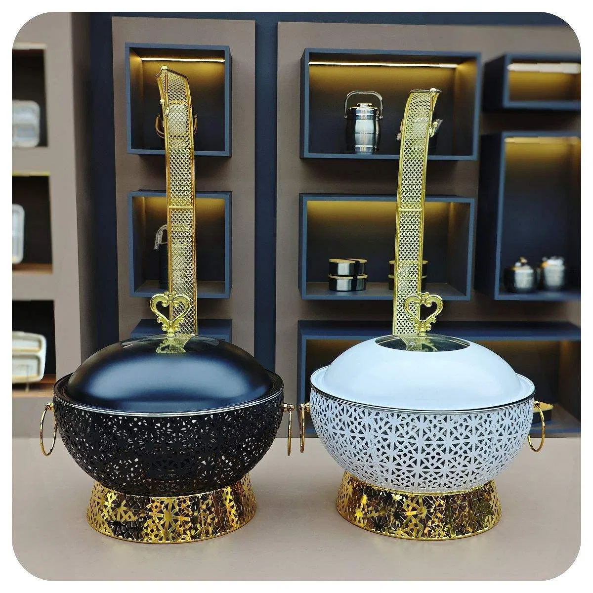 New 8L Stainless Steel Gold Black White Hotel Restaurant Food Large Capacity Hot Pot Catering Buffet