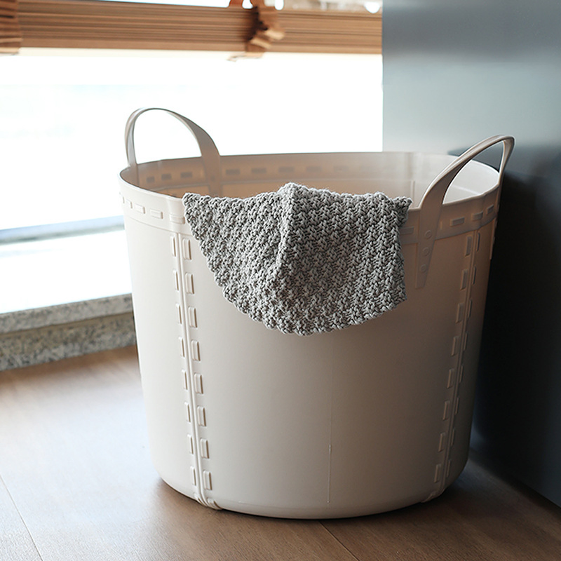 Household Simple Round Plastic Dirty Clothes Basket Home Portable Storage Mi23432
