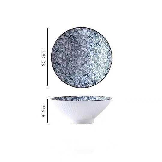 8 Inch Vertical Ceramic Bowl Floral Ceramic Noodle Bowl Soup Bowl