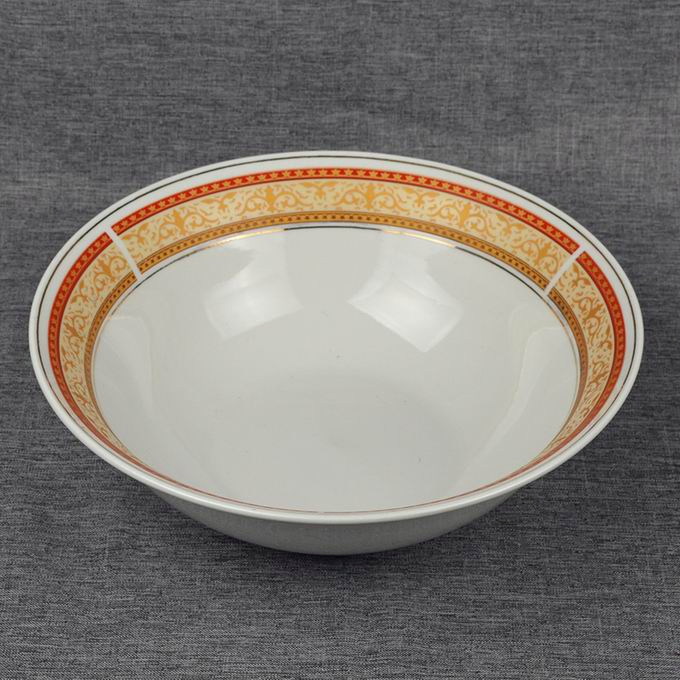 7" 5-10 Inch Salad Bowl Cut Roud Edge with Round Decals Golden Line Food Porcelainware Ceramics Stoneware Tableware