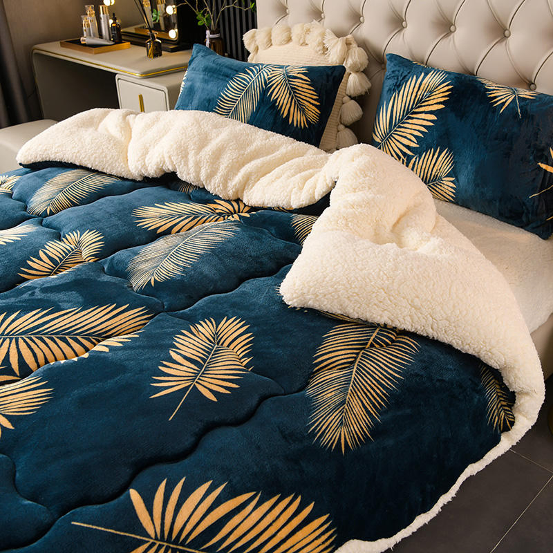 American Style Winter Thick 100% Polyester Quilt 3D Printed New Plant Flower Embroid Comfortable Bedding