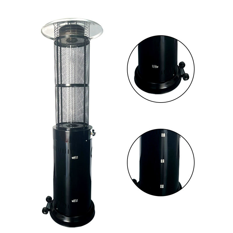 Easy Install Certified Iron Plastic Spray Portable Outdoor Gas Pyramid Patio Heater with Quartz Lamp
