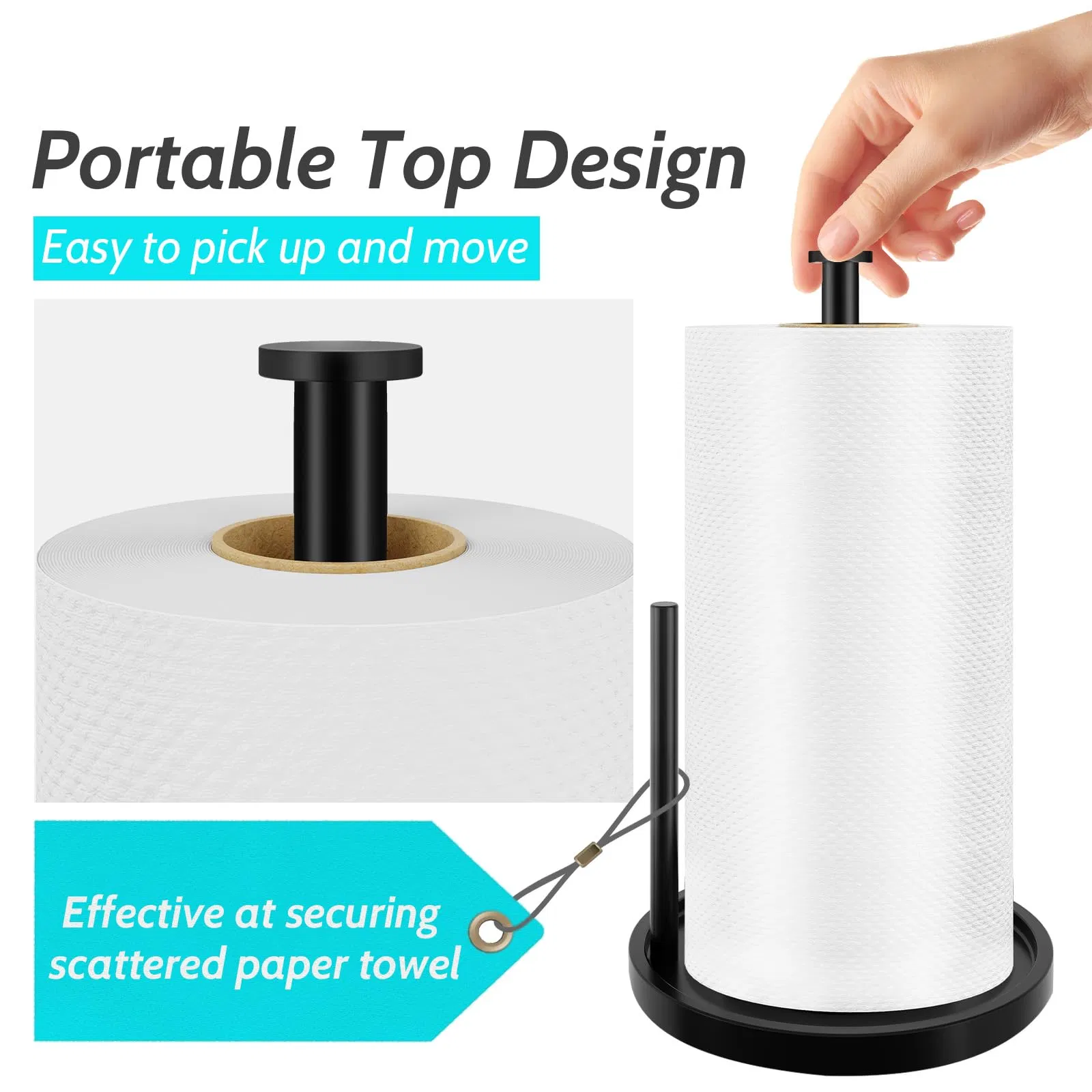 Standing Tissue Paper Towel Roll Holder Rack Countertop