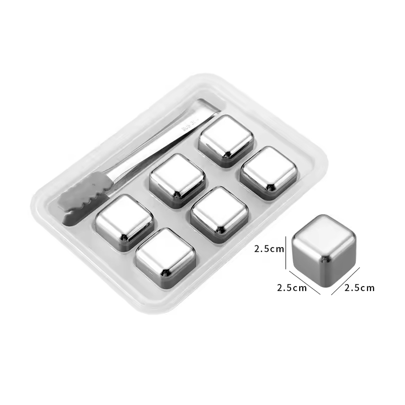 Artificial Ice Cubes for Drinks Whisky Rocks Metal Ice Cubes Chilling Stones Stainless Steel Silver Sustainable