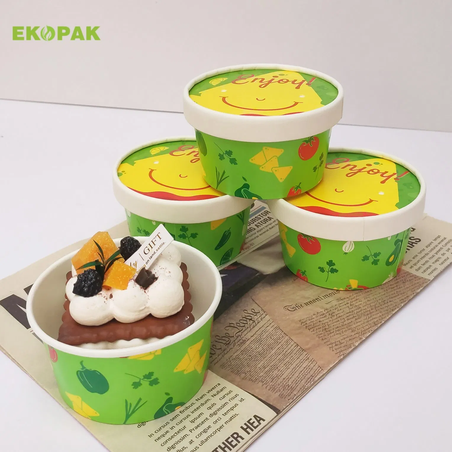Disposable Frozen Yogurt Paper Cup Ice Cream Square Cup Packaging