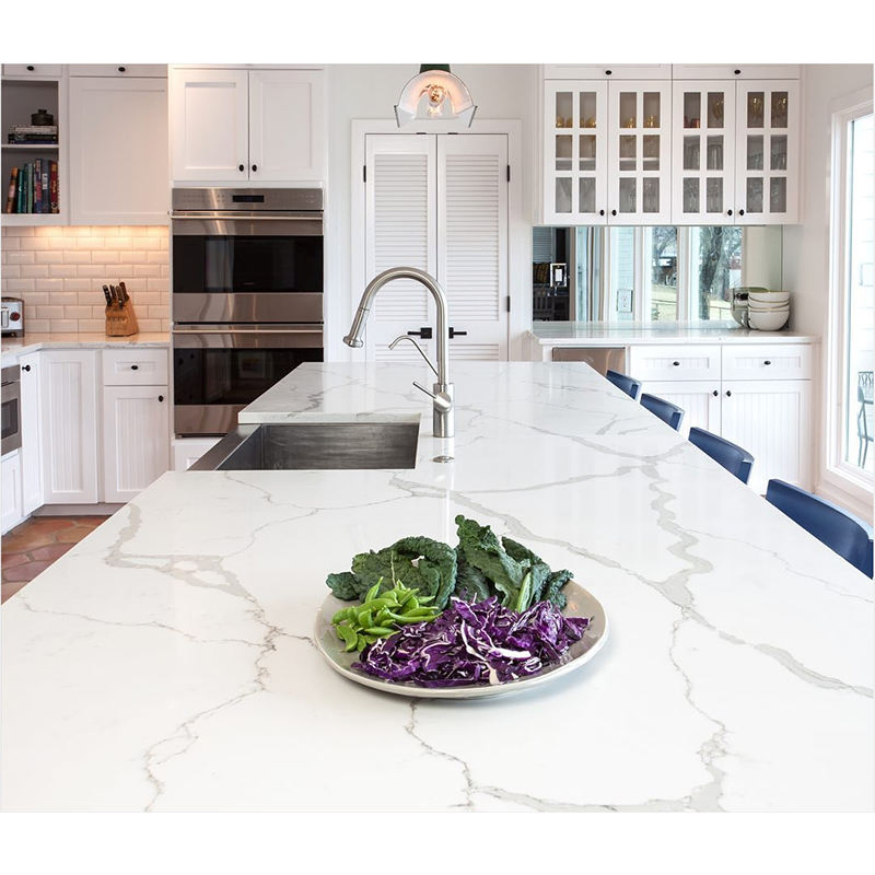 New Matching Kitchen Cabinets Countertops Calacatta White Quartz Countertop