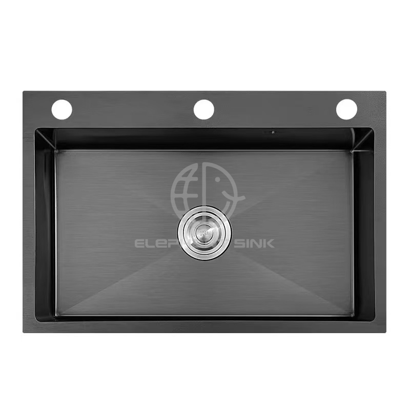 Modern 8050 Black Stainless Steel Sink with Round Drain Hole