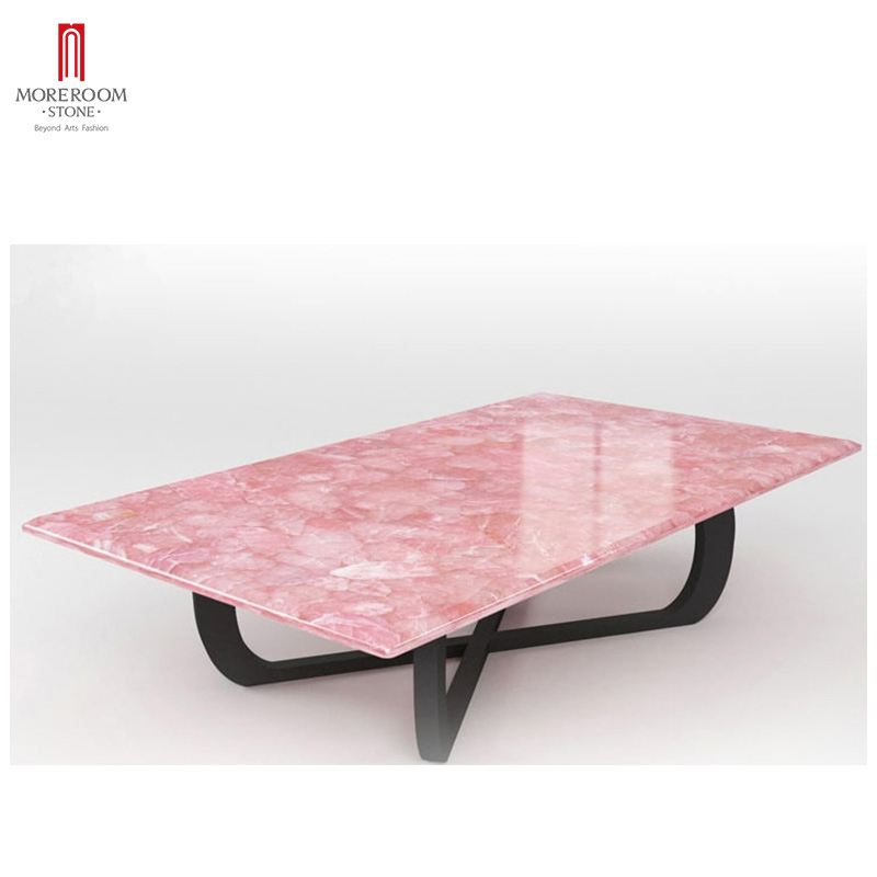 Pink Crystal Rose Quartz Coffee Table Gemstone Marble Stone China Price