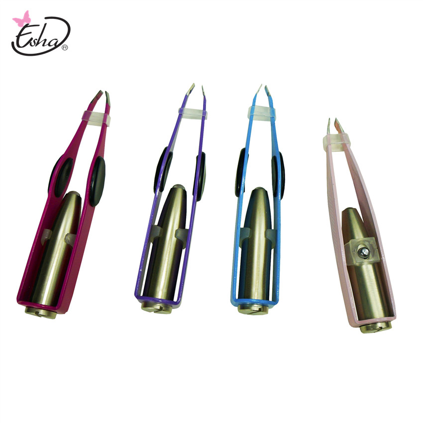 Light Facial Hair Removal Eyebrow Makeup Tool Stainless Steel LED Tweezers