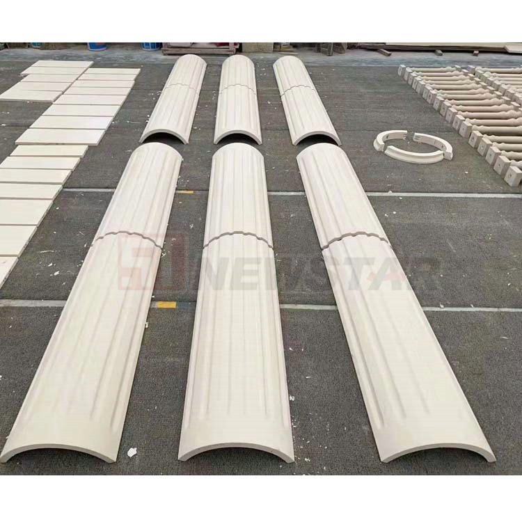 Square Fluted Beige Marble Pillar Round Hollow Columns Beige White Limestone Marble Columns