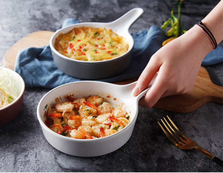 OEM Ceramics Cake Pan Single Handle Non-Stick Cake Pizza Bowl Cakes Muffin Loaf Bowl