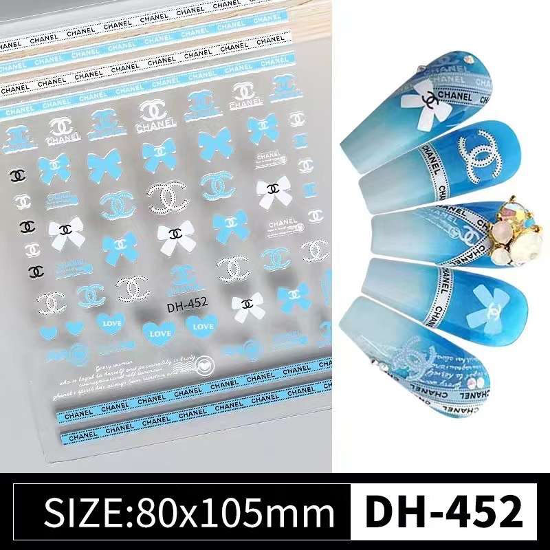 Luxury Brand Logo Nail Art Decoration Self Adhesive Nail Stickers Decals