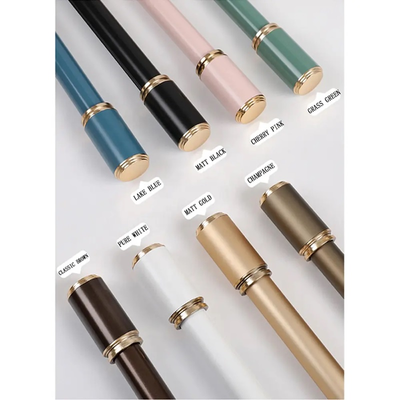 Manufacture Gold Extendable Metal Single Window Rod for Curtains with Finials Adjustable Iron Curtain Rod