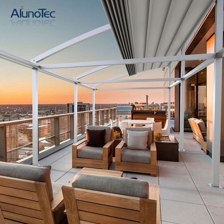 Motorized Outdoor Gazebo Retractable Roof Shading Awnings
