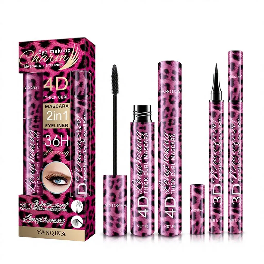 Red Leopard Liquid Mascara Eyeliner Long-Lasting Thick and Slim Natural Curly Cross Border Makeup Set