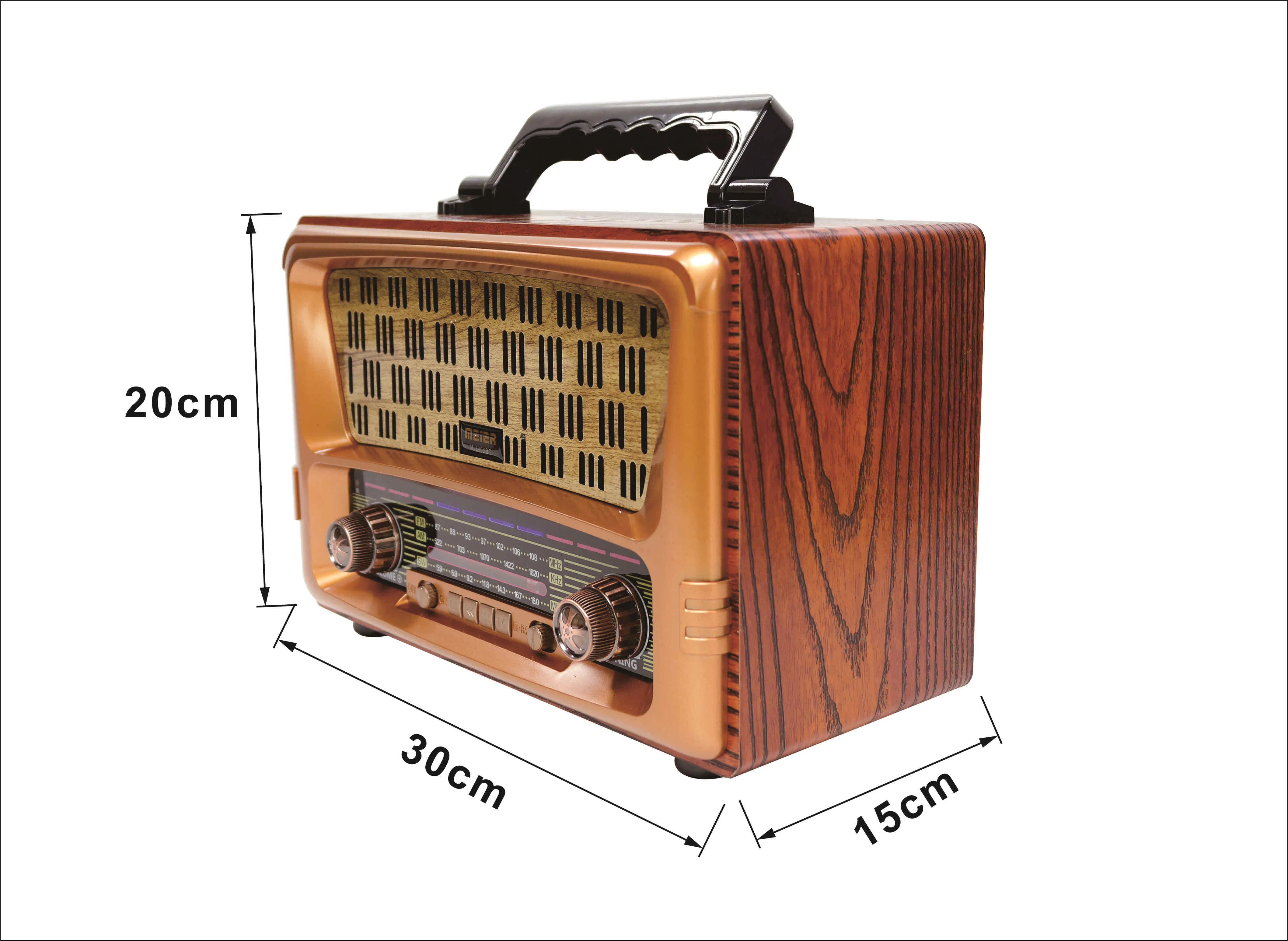 Consumer Electronicsmeier M-1805bt Portable 3-Band Am FM Sw Radio, TF Card and MP3 Player, Rechargeable Speaker, Bluetooth Retro Design Remote Controal