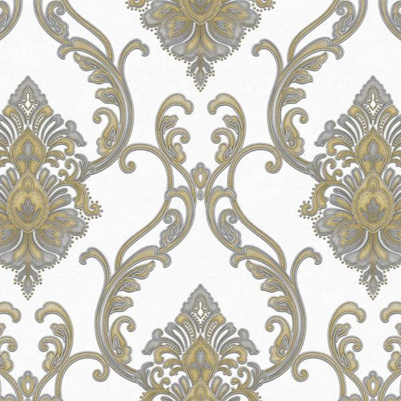 Classic European Retro Damascus Wall Sticker 1.06*15.6m Deep Pressed Nonwoven Wallpaper