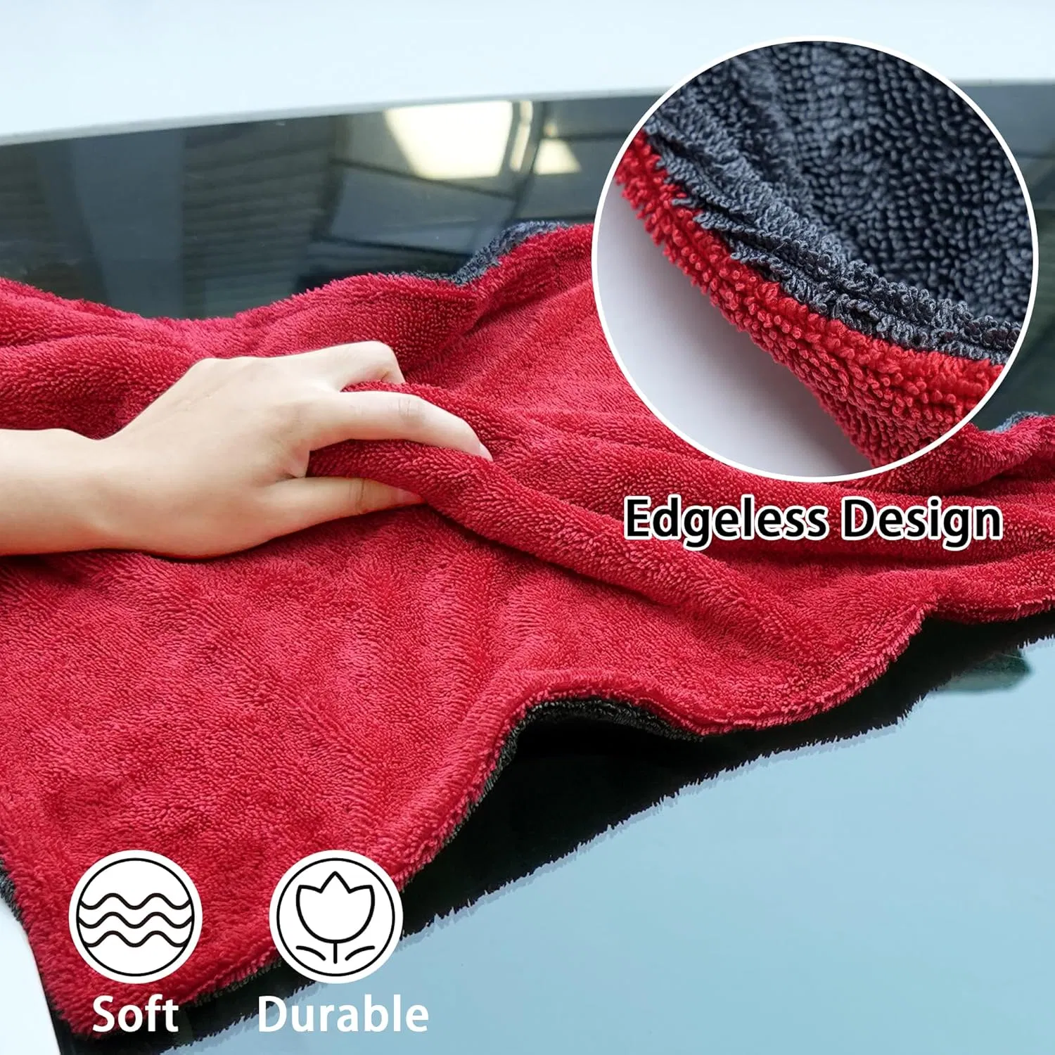 Wholesale Microfiber Twisted Car Wash Towels Double Drying Microfiber 1300GSM Care Detailing Auto Cleaning Super Absorbent Cloth