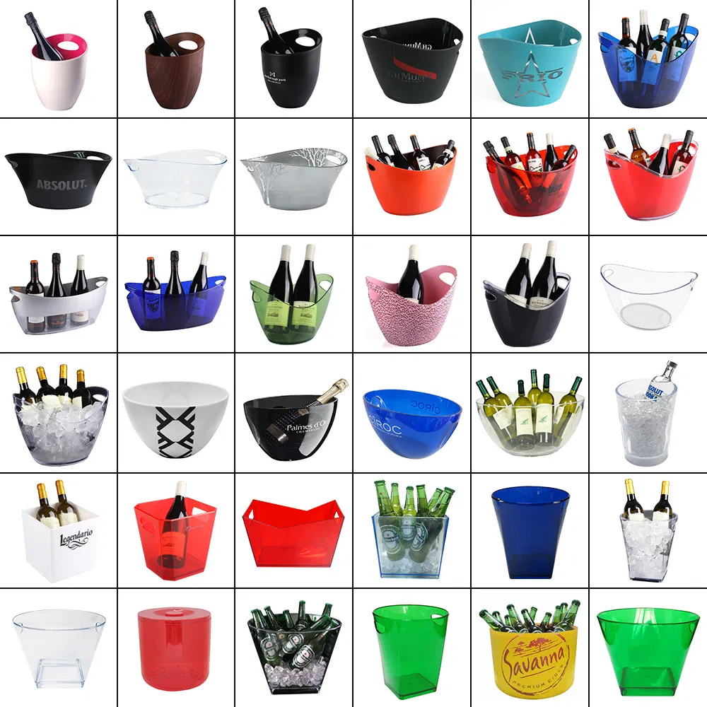 Customized Beer Transparent Service Champagne Bottle Clear Plastic Ice Acrylic Bucket